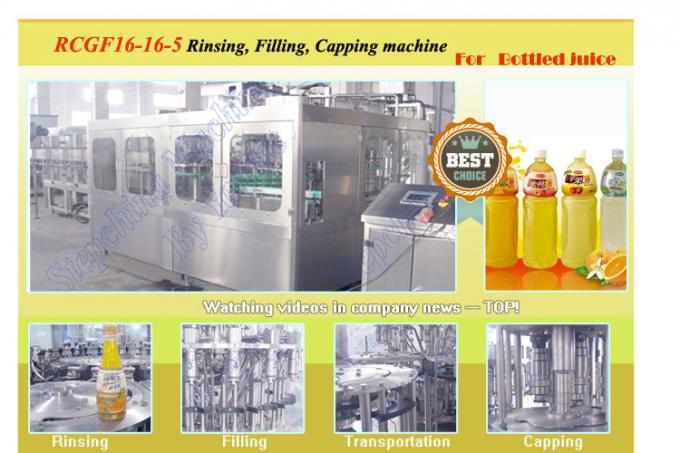 16 Dolum / Durulama Kafaları 5500 B / H ile Küçük Şişelenmiş Sıvı Portakal Suyu Dolum Makinesi